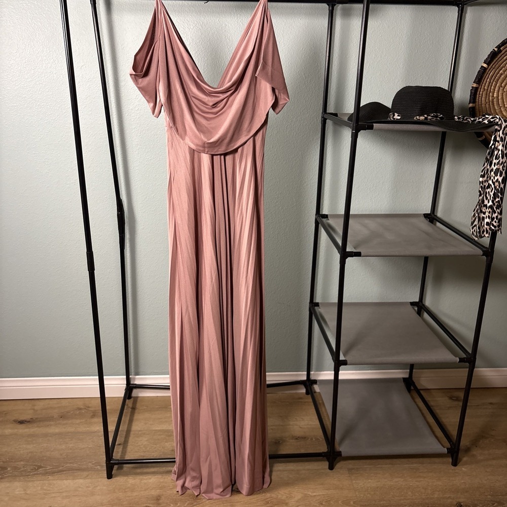ASOS Women's Cowl Drape Spaghetti Strap Off Shoulder Rose Maxi Dress Size 4